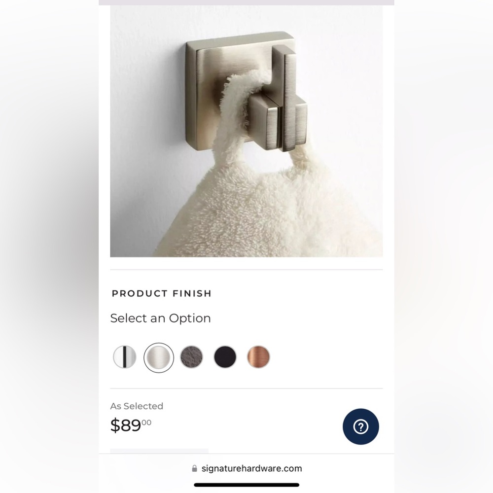 Signature Hardware Ultra Robe Hook Brushed Nickel